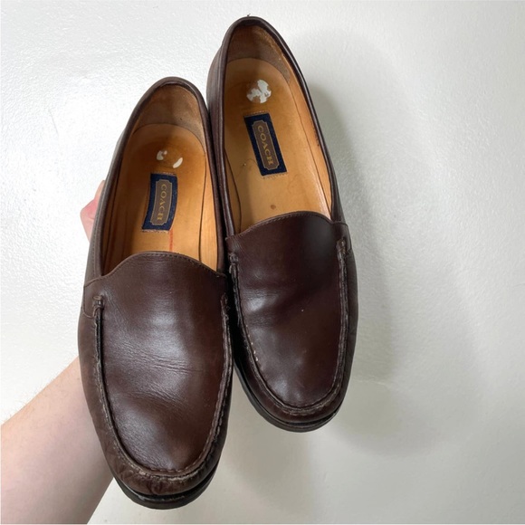 Vintage Coach Bridle Italian Leather Lug Sole Loafers Chocolate Brown Sz 10 - Picture 4 of 4